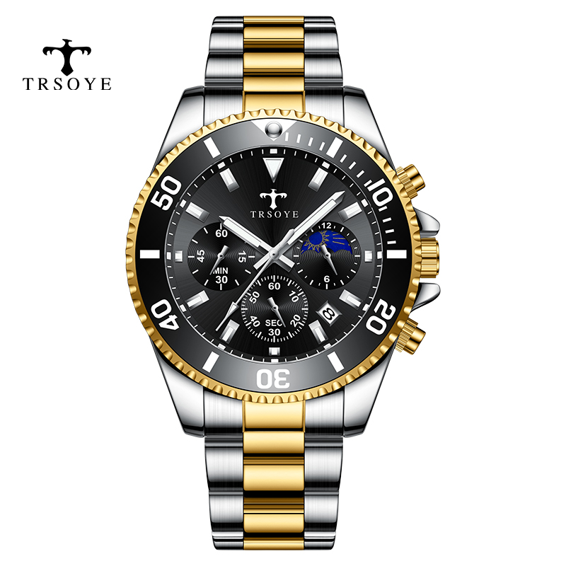 TRSOYE High Quality Watches for Men Luxury Fashion Design Multifunction Waterproof Quartz Male WristWatch